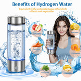 2025 Upgrade Hydrogen Water Bottle, Portable Hydrogen Water Ionizer Machine -SPE PEM Tech, Rechargeable Hydrogen Rich Water Glass Bottle